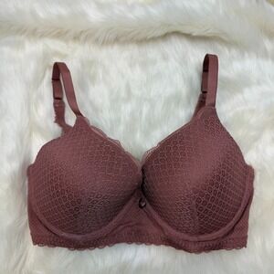 Aerie Everyday Plunge Bra in Dusty Rose‎ with Lace Trim 34DDD